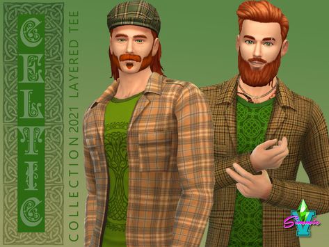 Sims 4 — SimmieV Celtic Layered Tee by SimmieV — March brings out the Irish in everyone and this layered tee will help Sims 4 Irish Cc, Sailor Cap, Male Clothing, Full Body Tattoo, Cowboys Shirt, Cc Sims, Sims Community, Sims 4 Game, Us Marine