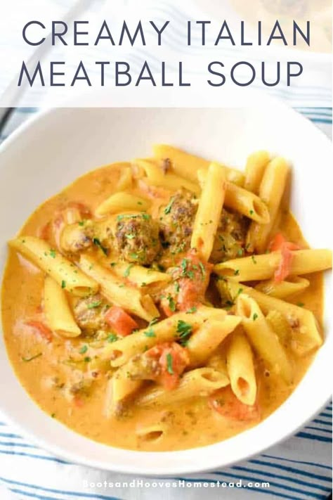 Meatball Soup Crockpot, Italian Sausage Tortellini Soup, Italian Meatball Soup, Scalloped Potato, Meatball Soup Recipes, Sausage Tortellini Soup, Italian Meatball, Meatball Dinner, Fall Comfort Food