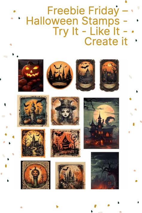 Freebie Friday is a set of Halloween-themed printable stamps. Printable Stamps, Freebies Printable, Halloween Stamps, Glue Books, Printable Ephemera, Freebie Friday, Glue Book, Printables Freebies, Halloween Printable