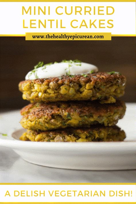 I'm coming at cha with an award-winning recipe for mini curried lentil cakes! They're spicy pan-fried lentil cakes made with cooked lentils and curry powder served with fresh herbs and yogurt. An amazing vegetarian dish full of protein and flavor! Lentil Cakes, Food Pregnancy, Gerd Friendly Recipes, Lentil Cake, Gerd Friendly, Cooked Lentils, Buckwheat Crepes, Cocktails And Canapes, Lentil Dahl