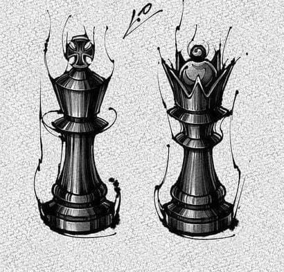 Chess Piece Tattoo, Chess Tattoo, King Chess Piece, King Chess, Bookish Tattoos, Black Art Tattoo, Cool Tattoo Drawings, Couple Tattoos Unique, King Tattoos