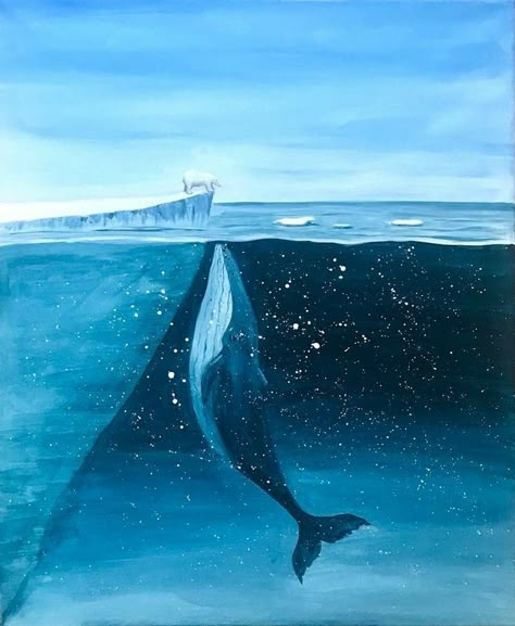 Whale Art, Painting Canvas, Acrylic Painting Canvas, Whales, Large Wall Art, Large Wall, The Ocean, Nautical, Floating