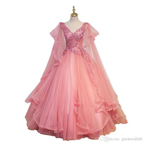 Ball Gown Medieval, Gown Queen, Debutante Gowns, Victorian Gown, Pink Party Dresses, Cheap Evening Dresses, 16 Dresses, Tulle Ball Gown, Pink Prom