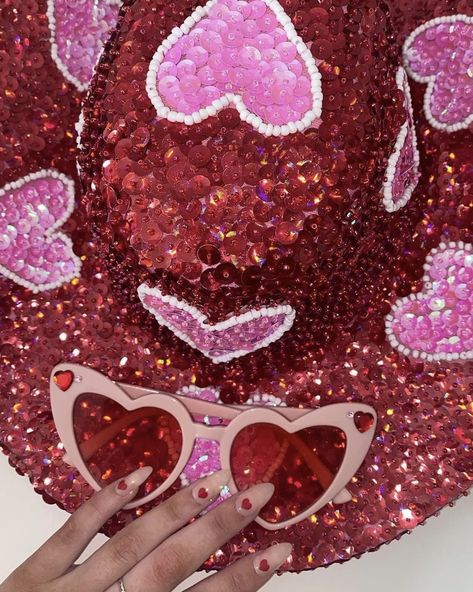 Spread the love this Valentines Day with the Cupid Cowgirl Set 💗 Featuring a sequin top & bralette set, as well as this iconic cowboy hat Cupid Cowgirl, Heart Cowboy Hat, Sequin Cowboy Hat, Matching Nails, Clown Hat, Nails Heart, Sequin Hat, Pink Cowboy Hat, Brand Palette