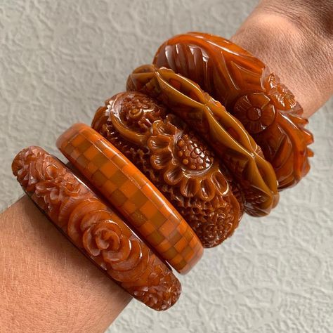 Celluloid Jewelry, Orange Accessories, Dope Jewelry Accessories, Bakelite Bracelets, Bakelite Jewelry, Bakelite Bangles, Vintage Bangles, Vintage Bakelite, Dope Jewelry