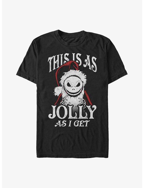 Disney The Nightmare Before Christmas This Is As Jolly As I Get Santa Jack T-Shirt Halloween Apparel, Halloween And Christmas, Jolly Santa, Graphic Tee Design, The Nightmare Before Christmas, Men's Graphic T Shirt, The Nightmare, Jack Skellington, Cool Tees