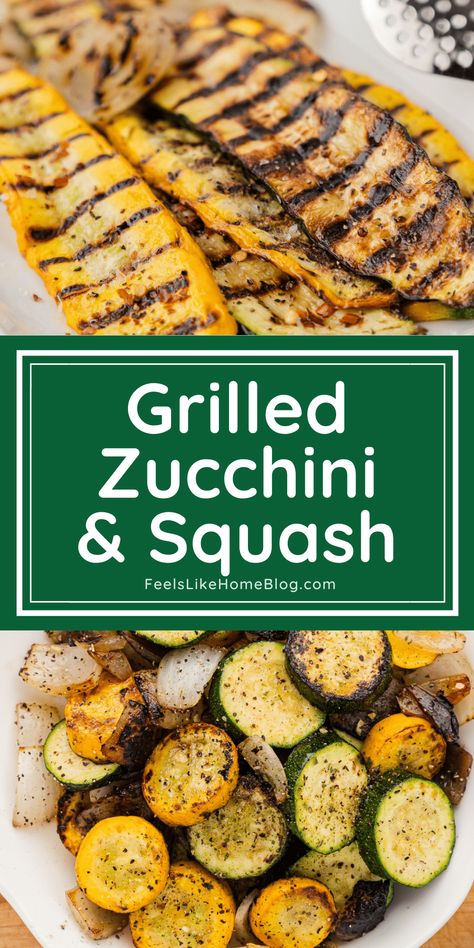 Grilled Zucchini And Squash, Cooking Yellow Squash, Grilled Zucchini Recipes, Zucchini And Summer Squash, How To Cook Squash, Grilled Squash, Zucchini And Squash, Summer Squash Recipes, Yellow Squash Recipes