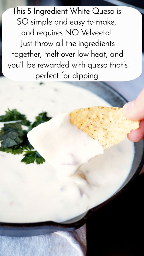 White Queso Recipe, White Cheese Dip, White Queso Dip, White Queso, Queso Dip Recipes, Queso Recipe, Velveeta Cheese, Yummy Dips, Cheese Dip