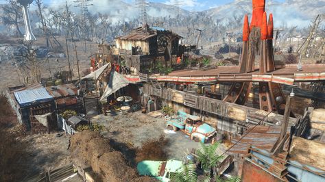 Fallout 4 Settlement, Fallout 4 Funny, Fallout Settlement, Fallout 4 Settlement Ideas, Vault 111, Fallout Rpg, Fallout Concept Art, Red Rocket, Post Apocalyptic Art