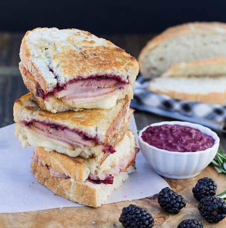 Ham Panini with Blackberry Mustard Ham Panini, Honey Baked Ham, Panini Grill, Ham Sandwiches, Panini Recipes, Ham And Cheese Sandwich, Blackberry Recipes, Baking With Honey, Merit Badge