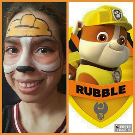 Rubble (Paw Patrol) Paw Patrol Face Paint Easy, Paw Patrol Face Paint, Face Paint Easy, Sky Paw Patrol, Personal Challenges, Rubble Paw Patrol, Pat Pat, Paint Easy, Face Painting Easy