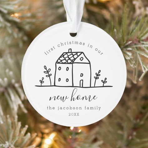 First Christmas In New Home Ornament, First Home Ornament Diy, Rabbit Coop, Etsy Christmas Ornaments, My First Christmas Ornament, First Christmas In New Home, Christmas In, House Doodle, Christmas Orniments