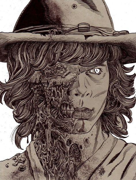 Carl Grimes Comic, Zombie Portrait, Tha Walking Dead, Carl Twd, Arrow Poster, Walking Dead Fan Art, Carl The Walking Dead, Walking Dead Characters, Twd Comics