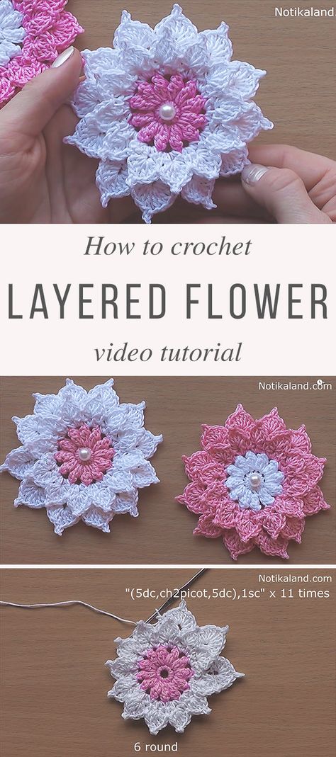 Flower Crochet Pattern, Crochet Pattern Tutorial, Crochet Flower Blanket, Crochet Puff Flower, Crochet Appliques, Crochet Flowers Easy, Crochet Flowers Free Pattern, Flowers Crochet, Crochet For Beginners Blanket