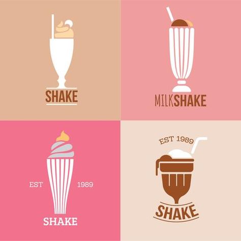 Cafe 50s, Milkshakes, Free Logo, Vector Logo, Diner, Vector Art, Vector Free, Doodles, Logo Design