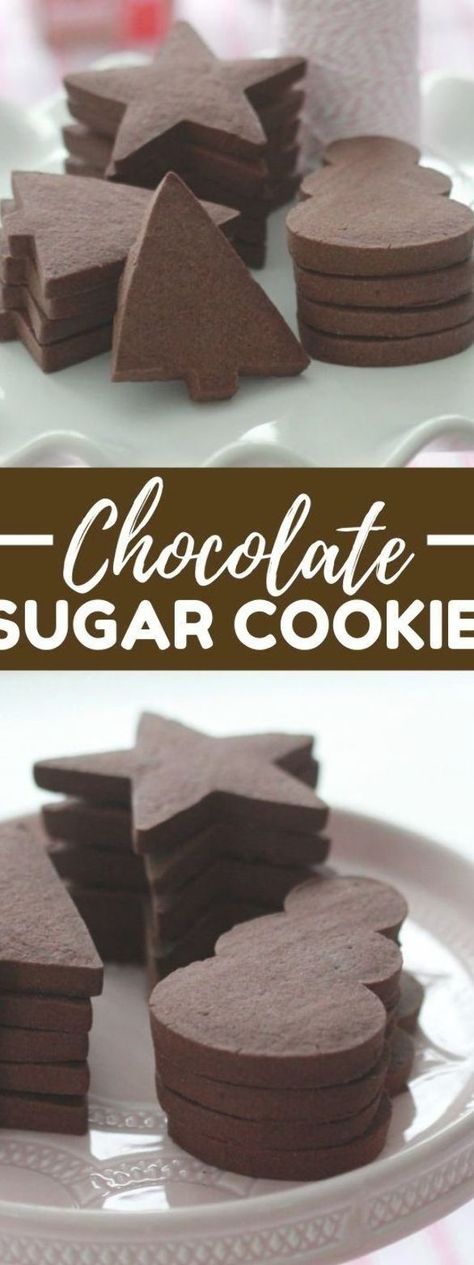 Chocolate Sugar Cookie Recipe {Cut Out Cookies} #desserts #sugarcookies Sugarcookies Christmas, Chocolate Sugar Cookie Recipe, Future Chef, Desert Ideas, Cookie Making, Baking Projects, Cookie Brownie Recipe, Yummy Deserts, Chocolate Sugar Cookies