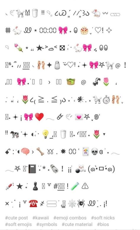 Cutecore Emoji Combo, Kawaii Emoji Combos, Coquette Emojis Combo, Symbols Aesthetic, Text Mode, Emoji Names, Nick Names, Aesthetic Emoji, Instagram Bios