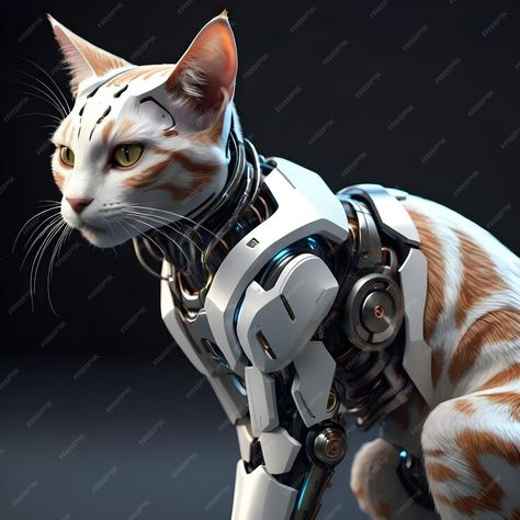 Premium AI Image | This android is a robotic feline created to resemble a house cat The creators were inspired by the Robot Dog, Robot Cat, Cat Game, Cyborgs Art, Cat Profile, House Cat, Brain Rot, Kitty Games, Space Cat