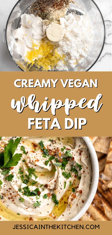 Creamy Vegan Dip, Vegan Whipped Feta Dip, Whipped Tofu Feta, Vegan Feta Dip, Whipped Vegan Feta, Vegan Cheese Dip Easy, Vegan Bread Dip, Whipped Tofu Dip, Vegan Chip Dip