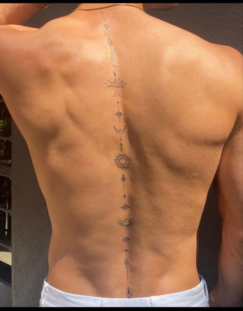 Mens Simple Back Tattoo, Meaningful Back Tattoo For Men, Men’s Small Spine Tattoo, Male Spine Tattoos For Men, Men Back Tattoos Spine, Back Tattoo Men Spine, Male Back Tattoo Ideas For Men, Men’s Spine Tattoos, Back Spine Tattoos Men