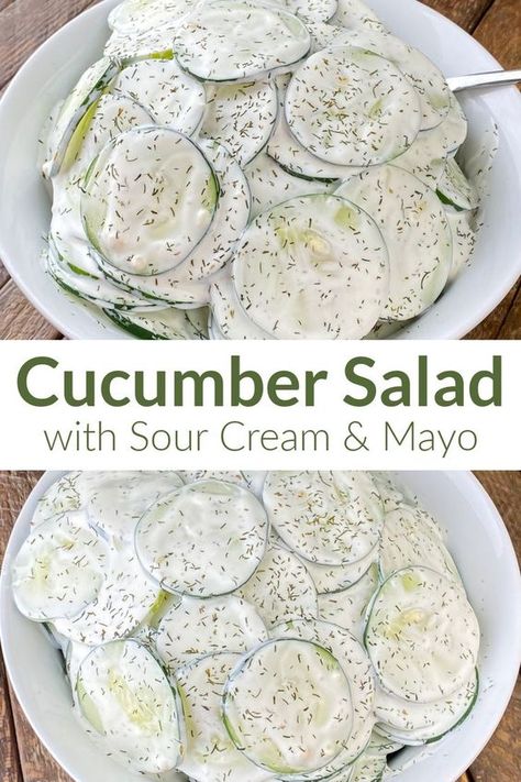 White Cucumber Salad, Cucumber Onion Salad Vinegar Sour Cream, Creamy Cucumber Onion Salad, Creamy Cumber Salad, Creamy Cumcuber Salad, The Best Cucumber Salad, Creamy Cucumber Salad With Mayonnaise And Sour Cream, Cucumber Mayo And Vinegar, Sliced Cucumbers In Vinegar