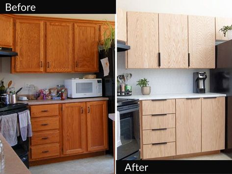 This page may contain affiliate links and we may be compensated if you make a purchase after clicking them. As an Amazon associate, I earn from qualifying purchases. Thank you for supporting our small business.Looking to update oak kitchen cabinets without losing the wood look? Learn how I transformed my 90’s oak cabinets without a drop of paint!Every morning when I walked into my kitchen to make breakfast I knew I had to change my orange cabinets.They are original to the home which… Update Oak Kitchen Cabinets, Update Oak Kitchen, Update Oak Cabinets, Kitchen Cabinet Diy, Updating Oak Cabinets, Diy Kitchen Cabinet Doors, Modern Oak Kitchen, Orange Cabinets, Best Kitchen Organization