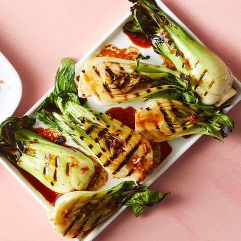 Grilled Baby Bok Choy with Soy-Lime Dressing Bokchoy Sidedish Grilled, Book Choi, Choy Recipes, Vegetable Tacos, Grilled Peppers And Onions, Grilled Peppers, Vegetables Recipes, Recipe Vegetarian, Weekend Meals