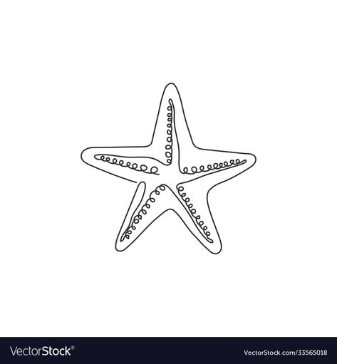 Line Drawing Sea Creatures, Starfish Line Drawing, Star Creature, Marine Logo, One Continuous Line Drawing, Sea Creatures Drawing, Cute Starfish, Marines Logo, Surf Painting