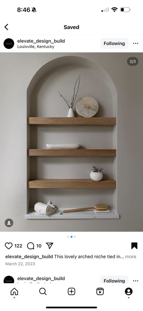 Build In Shelf Bathroom, Floating Shelves Above Tub, Bathroom Recessed Shelves, Shelves Above Bathtub, Recessed Shelves Bathroom, Shelf Above Sink, Recessed Storage, Recessed Shelves, Above Sink