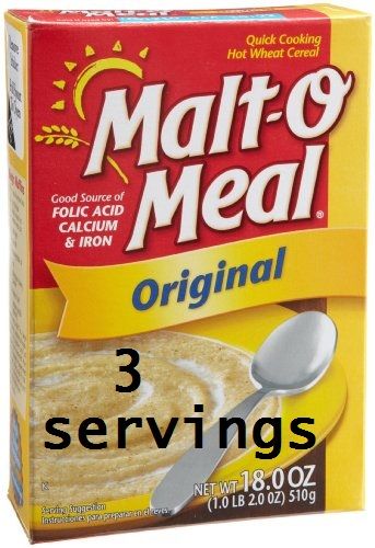 I am always finding that I need to make 3 servings of Malt-o-Meal and not having the recipe to do so. Here it is if you find yourself in the same situation. 2 1/2 cups water to 1/2 cup of malt-o-meal!! Hot Breakfast Cereal, Malt O Meal, Wheat Cereal, Cream Of Wheat, Chocolate Malt, Banana Chocolate Chip Muffins, Hot Cereal, Banana Chocolate Chip, Chocolate Chip Muffins