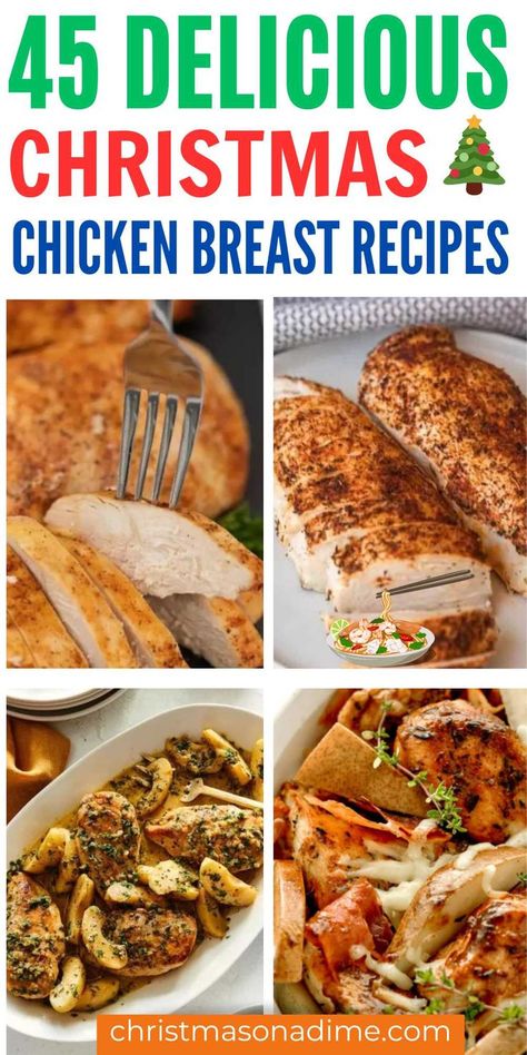 Get ready to jingle all the way to the dinner table with these mouth-watering homemade Christmas chicken breast recipes. Simple and easy recipes. So ditch the traditional ham and turkey, and spice up your holiday feast with these delicious easy chicken breast recipes. #christmasonadime #christmaschickenbreastrecipes #chickenbreastrecipes Lemon Butter Chicken Breast, Dutch Oven Chicken Breast, Easy Chicken Breast Recipes, Chicken Bruschetta Bake, Baked Honey Garlic Chicken, Chicken Breast Oven, Asparagus Stuffed Chicken Breast, Chicken Breast Slow Cooker, Creamy Mushroom Chicken