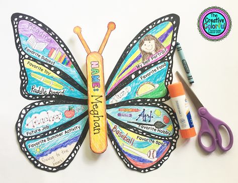 Butterfly All About Me Posters! They are double-sided and look great hanging in the classroom! Butterfly Bulletin Boards, Butterfly Classroom Theme, Butterfly Classroom, All About Me Project, Butterflies Classroom, About Me Poster, All About Me Poster, Crafts 2023, All About Me Art