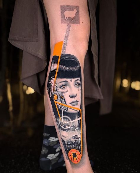 Chris Rigoni Tattooer (@chrisrigonitattooer) • Instagram photos and videos Bladerunner Tattoo, Blade Runner 2049 Tattoo, Techno Futurism, Blade Runner Tattoo, Blade Runner 2049 Aesthetic, Tattoo Ideas Arm, Runner Tattoo, Portrait Tattoos, Ink Inspiration