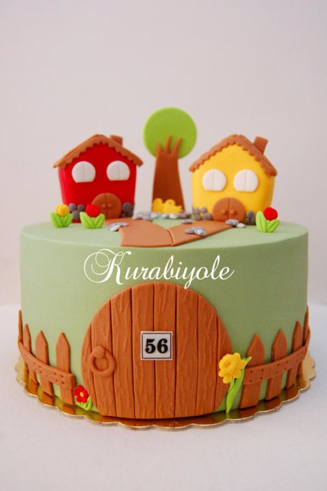 neighboring houses.. Realtor Cake, New Home Cake, Welcome Home Cakes, Housewarming Cake, Friendship Cake, Decorating Business, Home Cake, House Cake, Barbie Cake