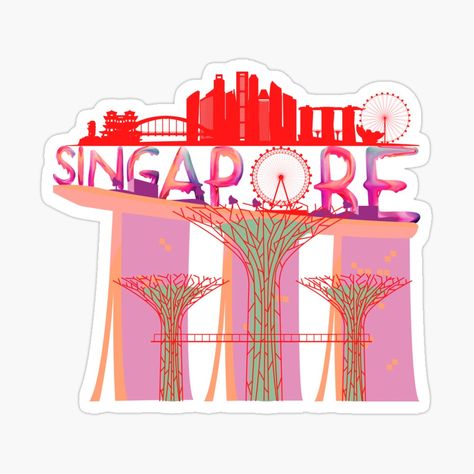 Get my art printed on awesome products. Support me at Redbubble #RBandME: https://www.redbubble.com/i/sticker/Singapore-pink-by-ZOOLOS/102727088.EJUG5?asc=u Singapore Sticker, Singapore Landmark, Singapore Design, Watercolor Letters, Watercolor Lettering, Sticker Design, Decorate Laptops, Singapore, Vinyl Decal Stickers