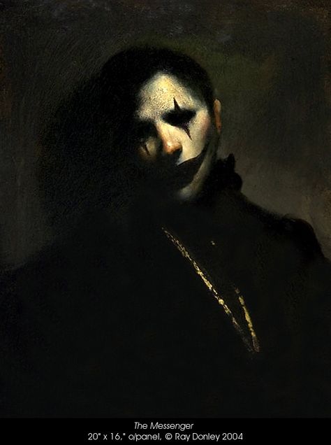 Ray Donley - The Messenger, 20" x 16," o/panel, 2004 Ray Donley, Rennaissance Art, Ange Demon, Macabre Art, The Messenger, Creepy Art, Aesthetic Pastel Wallpaper, Classical Art, Pablo Picasso