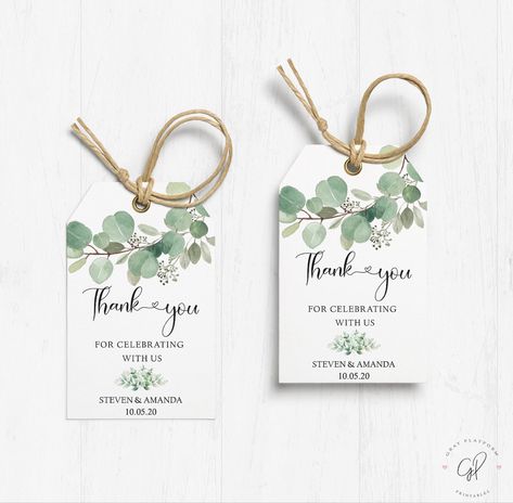 Chanel Bridal, Souvenir Tags, Wedding Eucalyptus, Gift Tags Wedding, Thank You Tag Printable, Editable Gift Tags, Favour Tags Template, Wedding Gift Tags, Printable Favor Tags