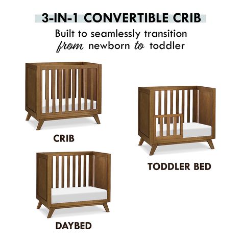 DaVinci Otto 3-in-1 Convertible Mini Crib compact for your small nursery - still transitions into toddler bed and day bed and grows with your baby! Tummy Time Activities, Toddler Crib, Changing Table Dresser, Small Nurseries, Baby Changing Tables, Crib Toddler Bed, Nursing Pillows, Kids Lamps, Adjustable Mattress