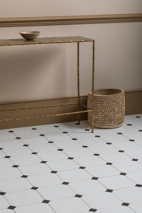 Octagon Tile Bathroom, Octagon Tile Floor, Octagon Tile, Mandarin Stone, Modern Hampton, Porcelain Paving, Tile Furniture, Indoor Tile, Mudroom Design