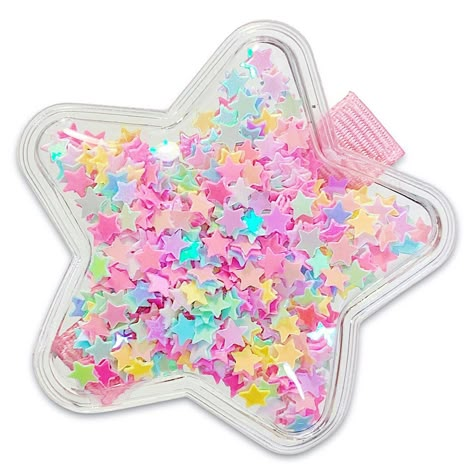 Looking to wow your guests at your next party?? Use these glitter hair clips as your party favors and every girl there will be thrilled to take one home! Gift Decora Hair, Star Hair Clips, Vinyl Pouch, Candy Theme, One Home, Fun Hair, Star Hair, Kawaii Accessories, Stationery Craft