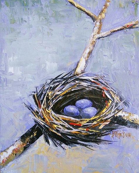 Sweets Painting, Bird Skull Tattoo, White Bird Tattoos, Bird Nest Painting, Paintings Tumblr, Nest Art, Watercolor Paintings For Beginners, Painting Canvases, Birds Nest