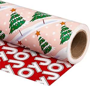 **Affiliate Link** Preppy Christmas Wrapping Paper, Red And Pink Christmas Tree, Christmas Wrapping Paper Theme, Red And Pink Christmas, Joy Lettering, Holiday Gift Wrapping, Shrink Film, Preppy Christmas, Vintage Wrapping Paper