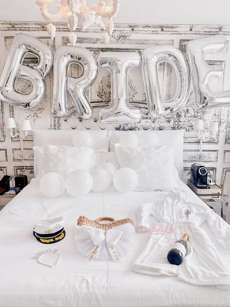 Miami Bachelorette Decor Set Up by Got Your Bash Elegant Bridal Shower Decor, Romantic Scenery, Bridal Gift Box, Bride To Be Balloons, Brides Room, Retro Bride, Bridal Boxes, Bridal Shower Banner, Bachelorette Party Supplies