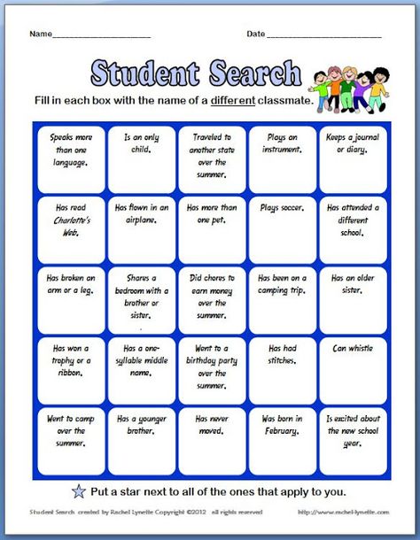 Most teachers have seen the BINGO get-to-know-you activity, but Minds in Bloom has put its own spin on it. This back to school ice breaker is fun and free! Student Ice Breakers, School Ice Breakers, Teacher Video, Get To Know You Activities, First Day Activities, First Day Of School Activities, Classroom Freebies, Ice Breaker, Beginning Of The School Year