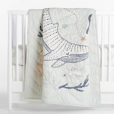 Nursery Decor Baby Crib Quilt, Sea Nursery, Toddler Sheets, Baby Crib Bedding Sets, Toddler Pillowcase, Ocean Nursery, Quilted Baby Blanket, Organic Cotton Sheets, Baby Crib Bedding