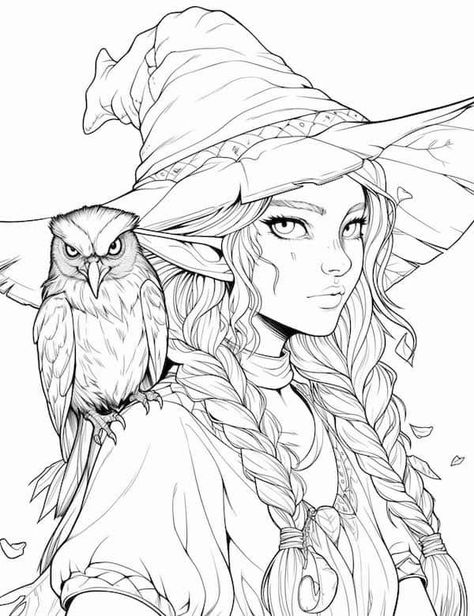 Witch Coloring Pages For Adults, Our Mindful Life, Bird Coloring, Manga Coloring Book, Witch Coloring Pages, Adult Coloring Books Printables, Adults Coloring, Adult Coloring Designs, Bird Coloring Pages