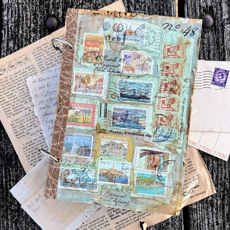 PaperArtsy: 2024 With 3 things: Ring Bound Journal Cover {by Autumn Clark} Ring Journal, Subtle Background, Paint Stencils, Journal Making, Pocket Envelopes, Binder Rings, Journal Cover, Junk Journaling, Wax Paper