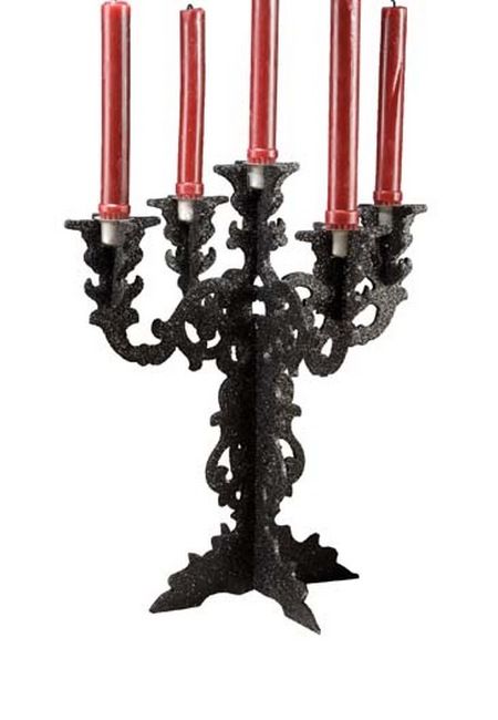 Gothic candle holder Black Candelabra Centerpiece, Gothic Candle Holder, Vampire Ball, Black Candelabra, Halloween Haunted House Decorations, Gothic Candles, Candelabra Centerpiece, Candle Wrap, Crystal Candlesticks