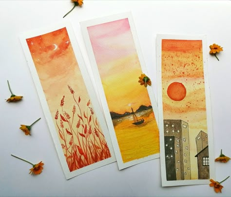 Painted Bookmarks Acrylic, Abstract Pencil Drawings, Summer Watercolor, Watercolor Books, Watercolor Bookmarks, Watercolor Flower Art, Bullet Journal Design Ideas, Watercolor Art Lessons, Book Art Diy