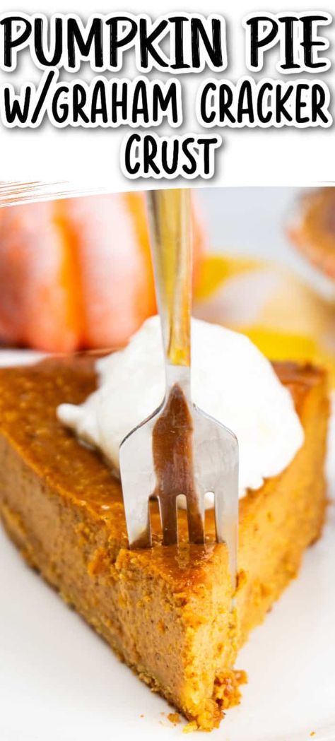 This easy pumpkin pie with graham cracker crust is the perfect addition to your holiday meal! Delicious creamy pumpkin filling compliments a graham cracker crust that adds a delightful crunch and a hint of sweetness to each bite. Graham Cracker Pumpkin Pie, Pumpkin Pie Graham Cracker Crust, Pie With Graham Cracker Crust, Pumpkin Filling, Pumpkin Squares, Pumpkin Treats, Easy Pumpkin Pie, Pumpkin Treat, Cracker Crust